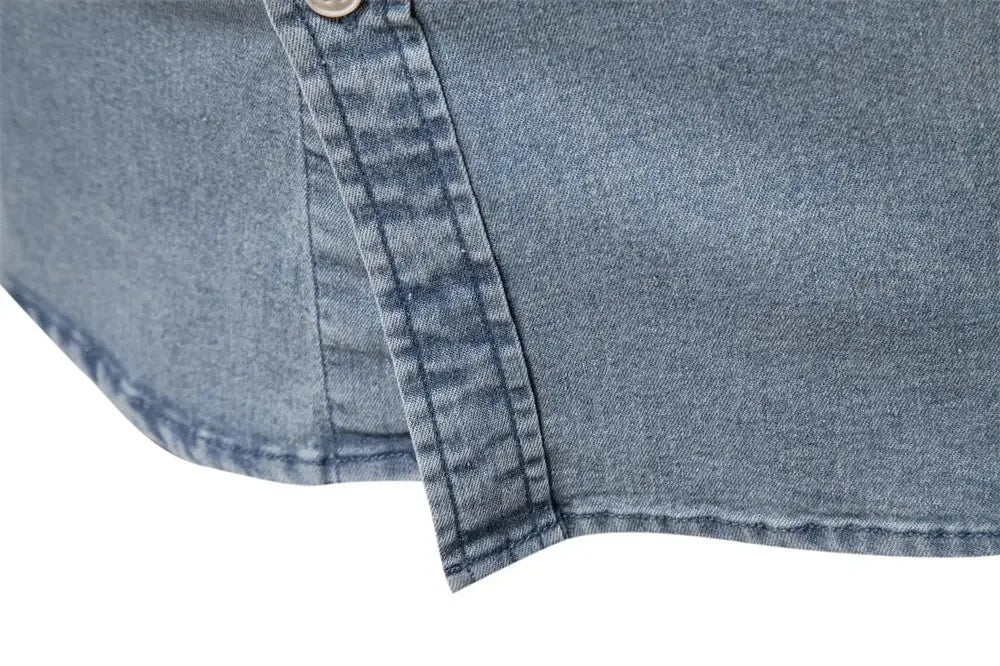 AIOPESON Men's Cotton Denim Slim Fit Shirts - ShopHub