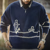 MADEN Blue Cable-Knit Crew-Neck Sweater