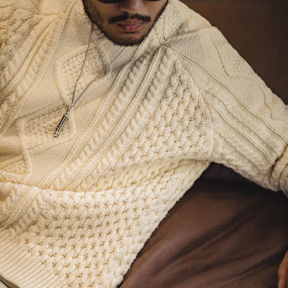 MADEN Retro Aran Crew-Neck Sweater