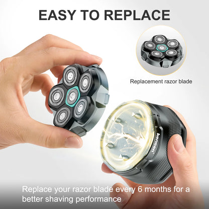 KENSEN Replaceable Blade S15 Head Shaver - Waterproof Stainless Steel Razor Blade for FK-8750 Cutter