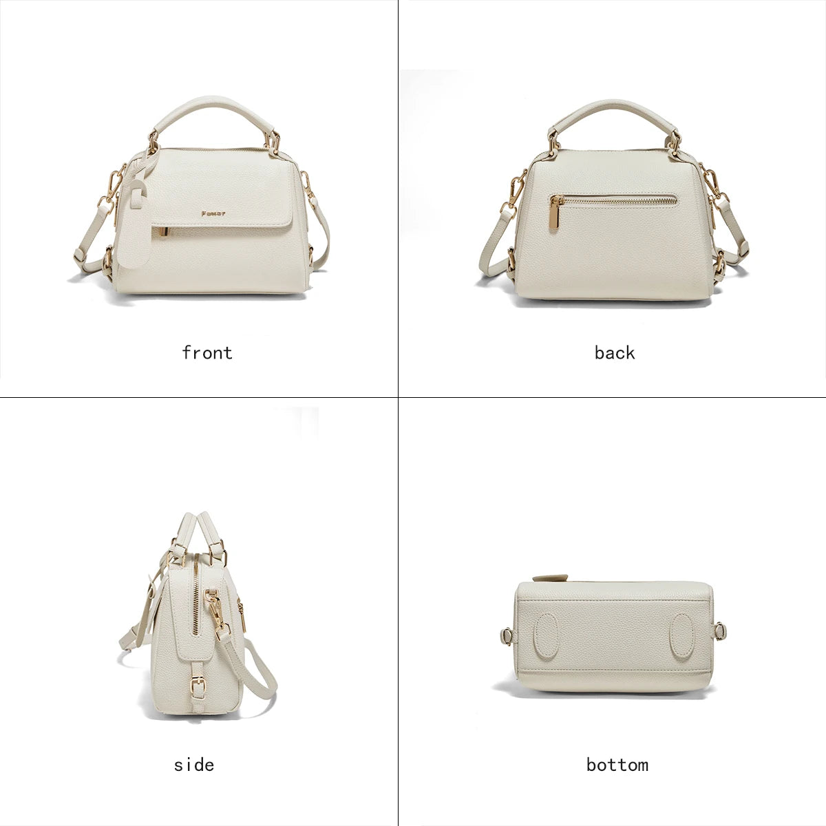 FOXER Elegant Women's Handbag In Genuine White Leather