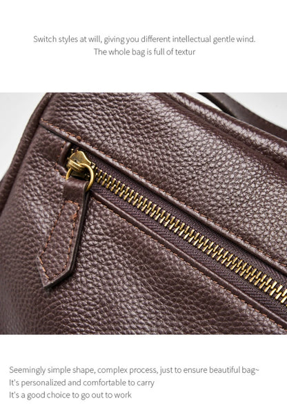FOXER Genuine Leather Shoulder Bag for Women Large Capacity Handbag Female Casual Tote Bag Computer Bag Crossbody Purse as Gift