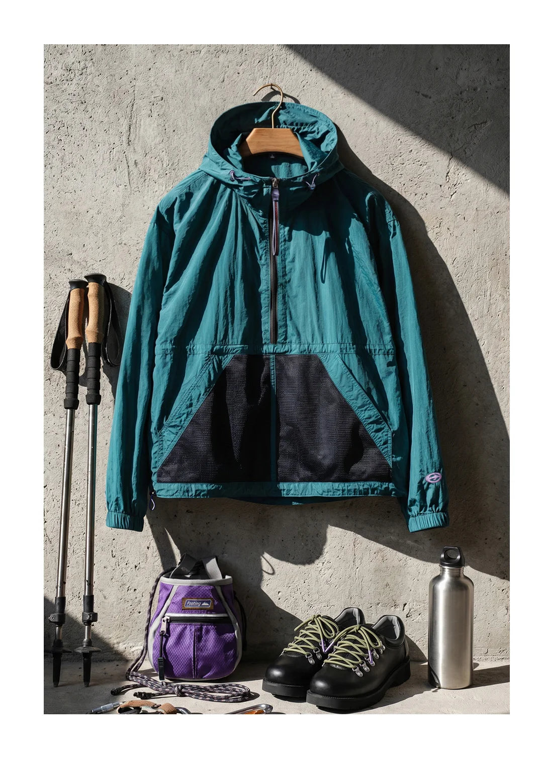 MADEN Gorpcore Half-zip Hooded Jacket Men Lightweight Relaxed Oversized Light Outdoor Utility Workwear Casual Spring Autumn