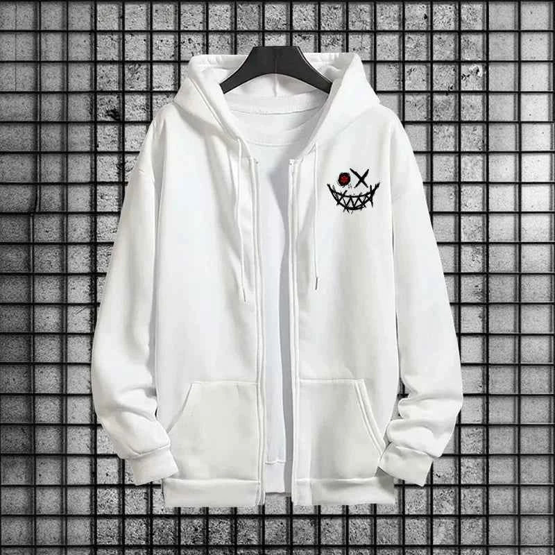 Men's Tracksuit Set Zipper Hoodie and Black Sweatpants Urban Fashion Jogger Outfit