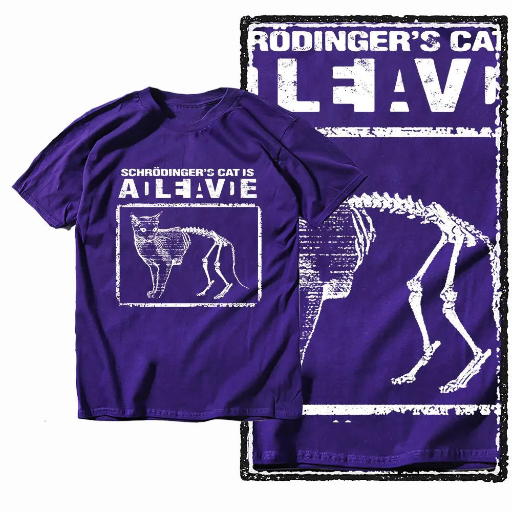 G49 Purple Big Size Cool 100% Cotton  Men's Cat Printed Graphic T-shirt |  Streetwear O-neck men's Tee Tshirt