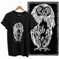 COOLMIND Black Owl Graphic Cotton T-Shirt | Women's Relaxed Fit