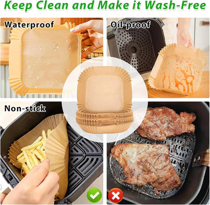 Air Fryer Paper Liners 23-27cm Square Compatible with COSORI/Ninja