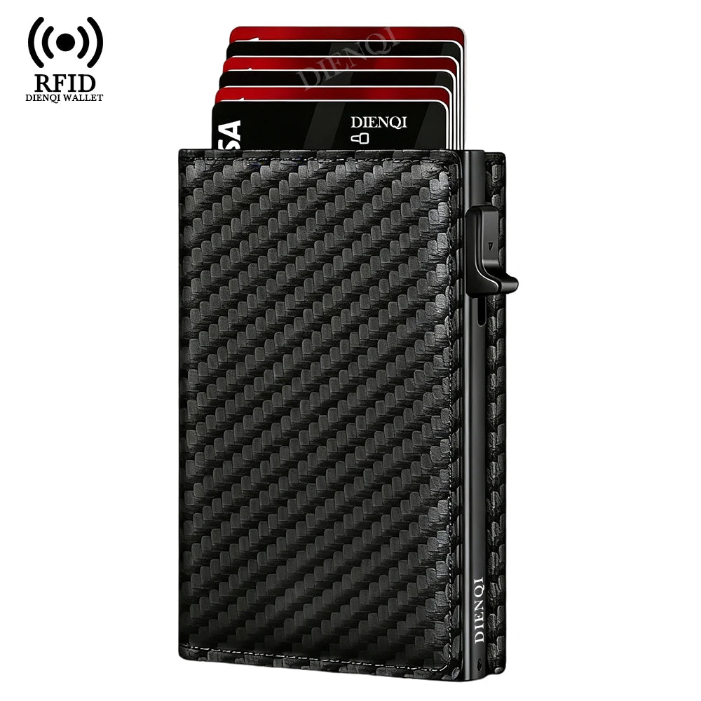 DIENQI Magnetic RFID Wallet – Carbon Fiber Design