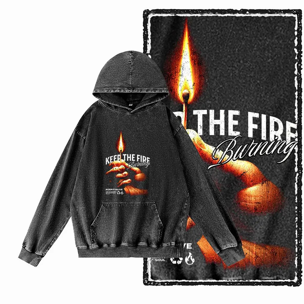 COOLMIND Acid-Washed Black Graphic Hoodie