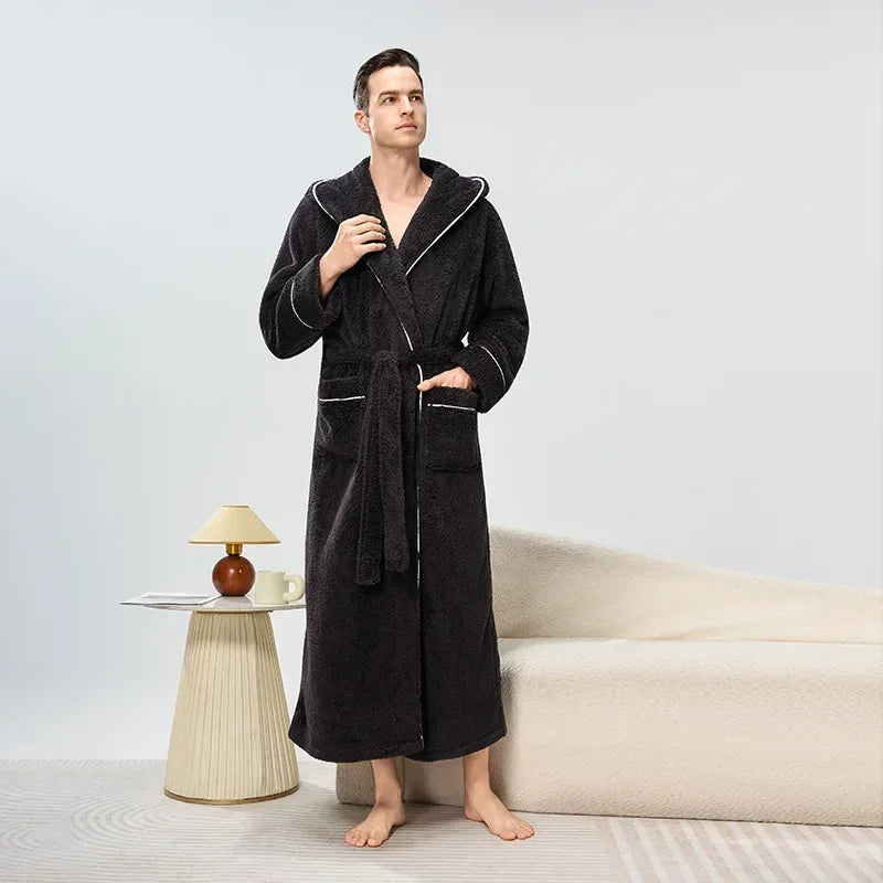 Thicken Flannel Couple Long Robes - ShopHub
