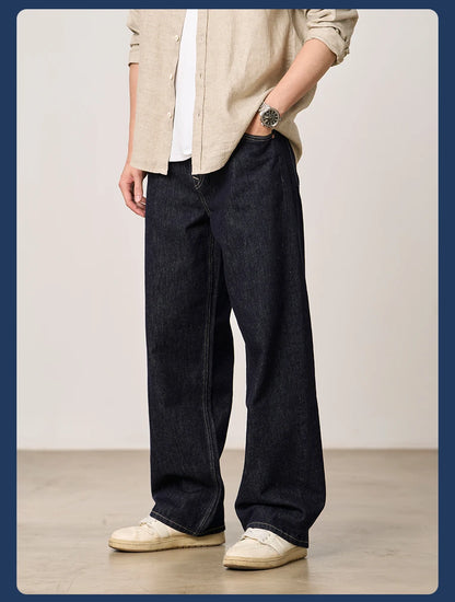 SIMWOOD High Standard 2026 Spring Summer New Baggy Style 12oz  Natural Hemp Cotton Blend  Fabric Jeans Men Vintage Denim Pants