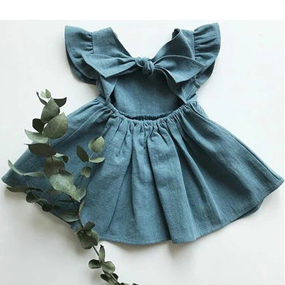 Kids Tales Summer Belle Cotton-Linen A-Line Girls' Dress