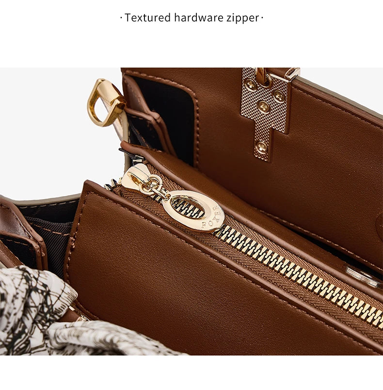 FOXER Vintage Women Handbag PVC Leather Tote Bag Large Capacity Top‑Handle Shoulder Crossbody Bag for Ladie Daily Work Purse