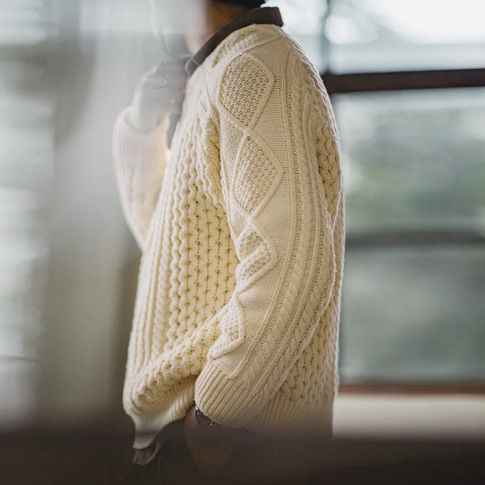 MADEN Retro Aran Crew-Neck Sweater