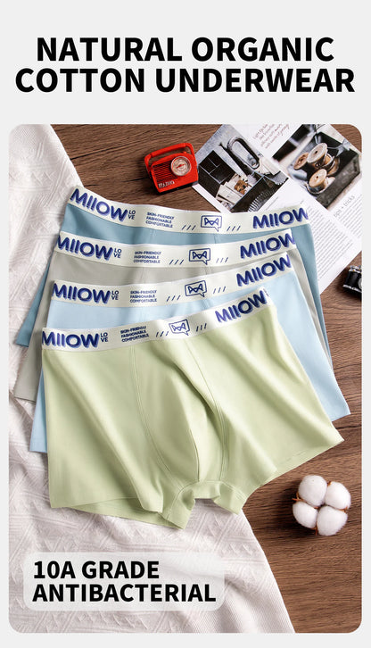 MiiOW Cotton Men's Underwear - 3Pcs Antibacterial Soft Silky Breathable Boxershorts