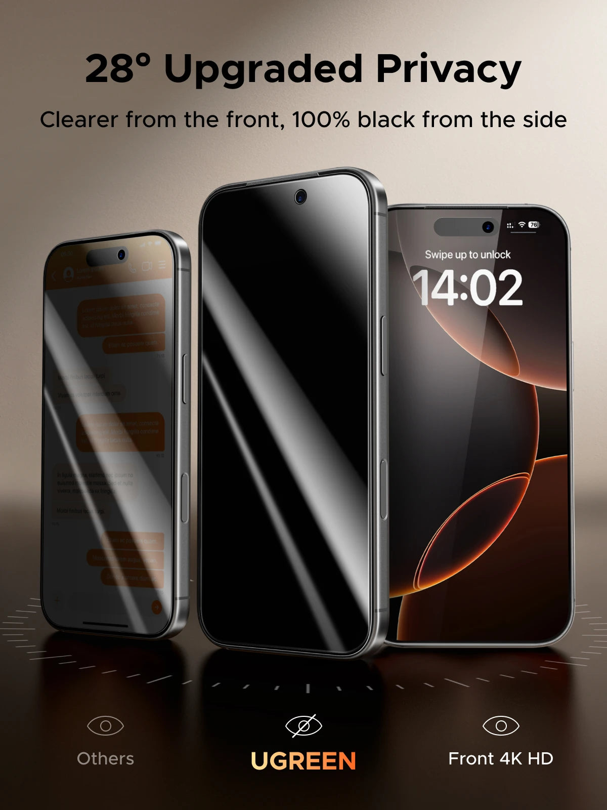 UGREEN 1/2 PCS Anti-Spy Glass for iPhone 17 Pro Max Screen Protector for iPhone 17 Air Privacy Screen Films