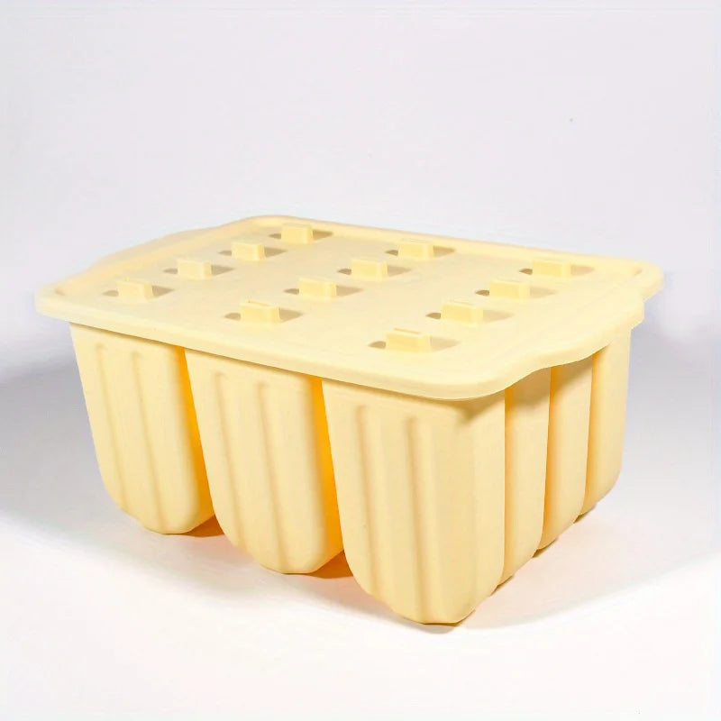 12 Grids Silicone Popsicle Molds with Lid - Easy Release, Reusable Ice Cream Makers for Your Kitchen