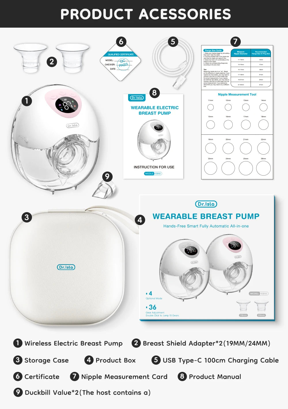 Dr.Isla Wearable Electric Breast Pump EB50
