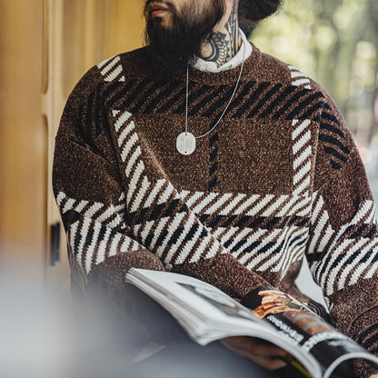MADEN Retro Cable-Knit Chenille Sweater