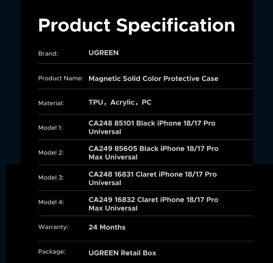 UGREEN Claret Magnetic Case for iPhone 18 17 Pro Max Case Shockproof Cover for iPhone 17 Pro Max 18pro Macsafe TPU Cases 2026