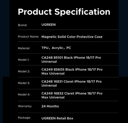 UGREEN Claret Magnetic Case for iPhone 18 17 Pro Max Case Shockproof Cover for iPhone 17 Pro Max 18pro Macsafe TPU Cases 2026