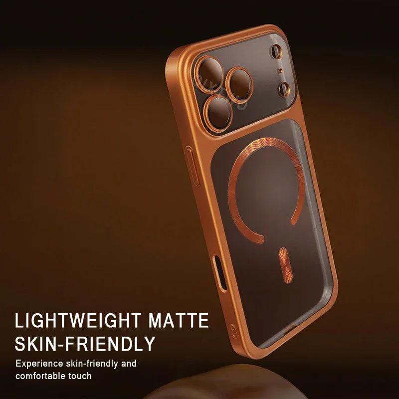 QIXTWO Luxury Plating Matte Transparent Magnetic Wireless Charge Case - ShopHub