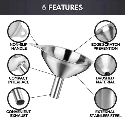 3/5pc Steel Kitchen Funnel Set-FoodGrade Essential Oil Spices Bottles,Small Metal w/Wide Mouth Easy Clean,Durable Tool