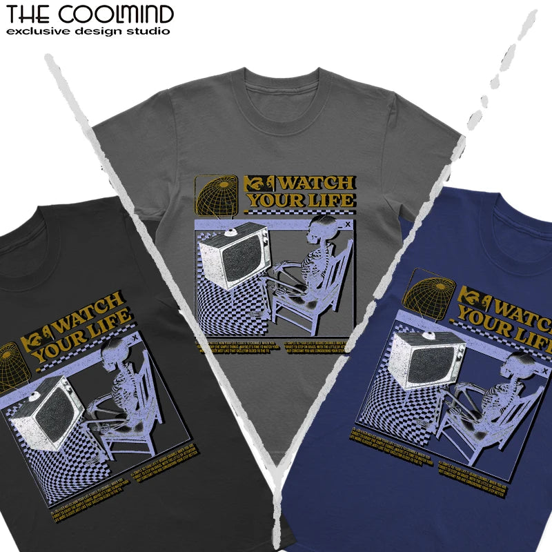 COOLMIND U0005 Funny Skull Graphic Cotton Tee