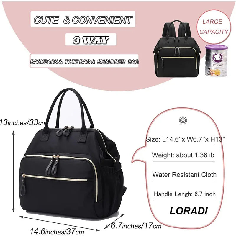 Fashion Diaper Bag for Newborn Baby Waterproof Light Weight Protable Mommy Diaper Backpack for Quick Outing Nappy Changing Bag
