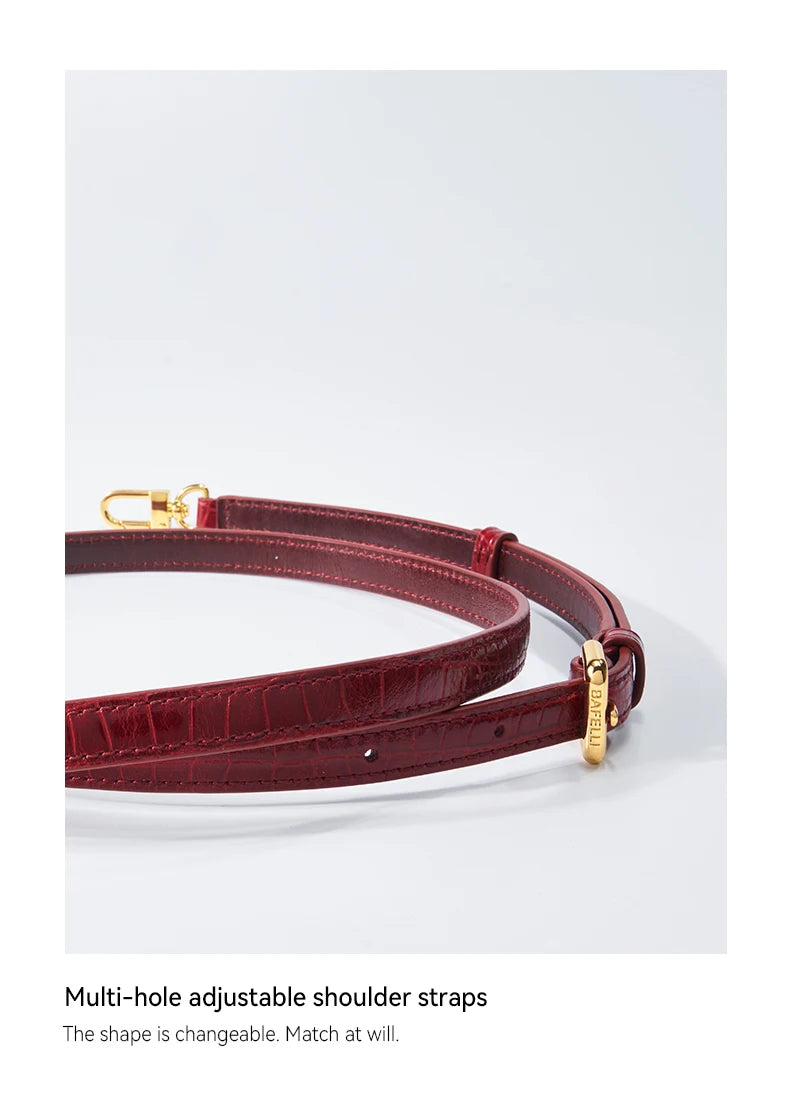 BAFELLI Crocodile-Pattern Leather Business Flap Bag
