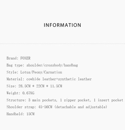 FOXER Luxury Embroidery Women's Handbag Split Leather Elegant Lady Tote Bag Chinese Style Shoulder Bag Best Mother's Day Gift