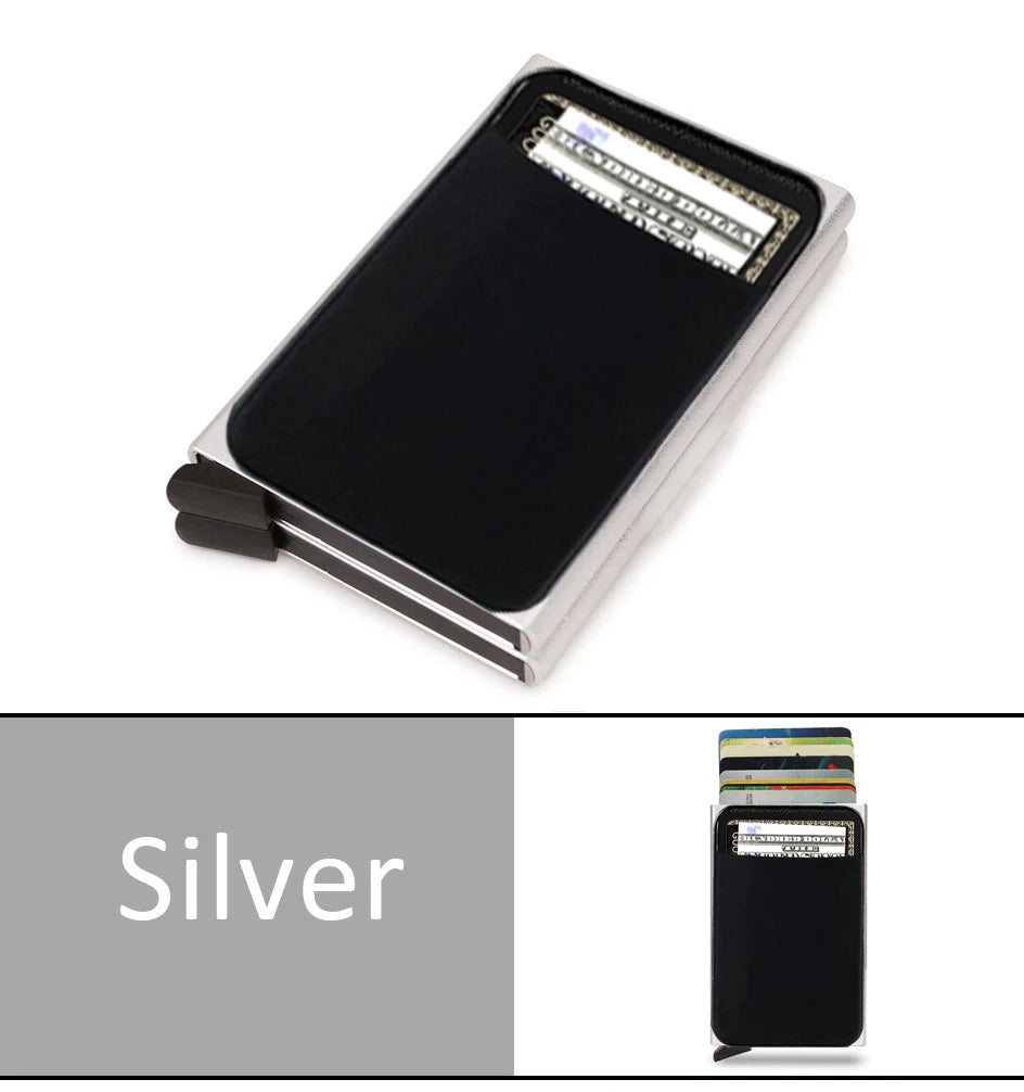 RFID Metal Wallet Double Card Case Pop Up Card Holder 12 Cards Automatic Aluminum Box Cardholder Smart Minimalist Walet for Men