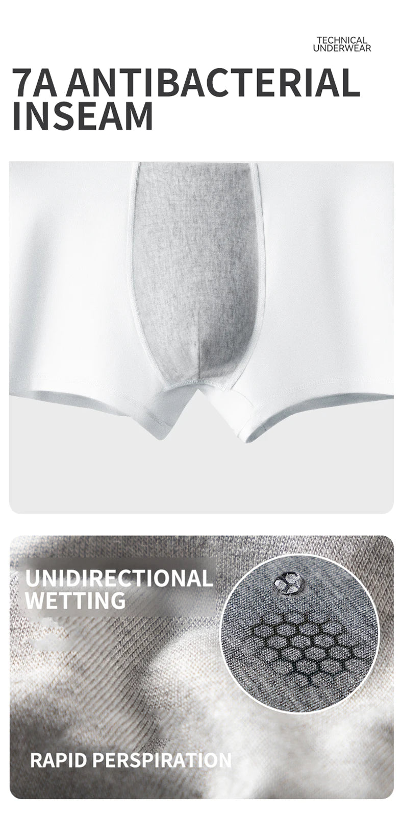 MiiOW Men's Antibacterial Underwear 3Pcs Cotton Boxers