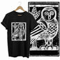 COOLMIND Black Owl Graphic Cotton T-Shirt | Women's Relaxed Fit