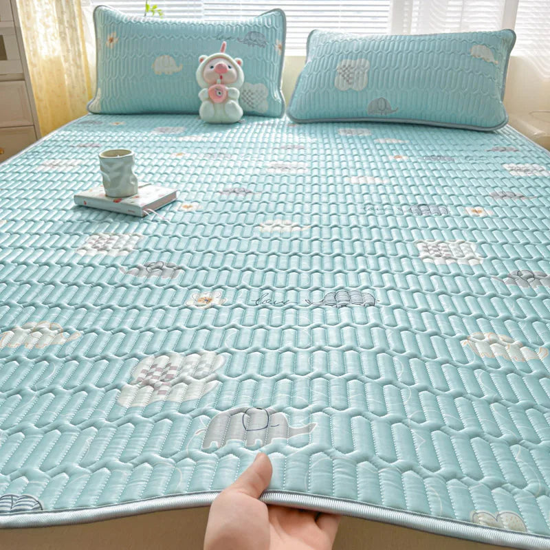 Cooling silk mattress pad set from ShopHub NZ, designed for comfort and breathability during hot summer nights.