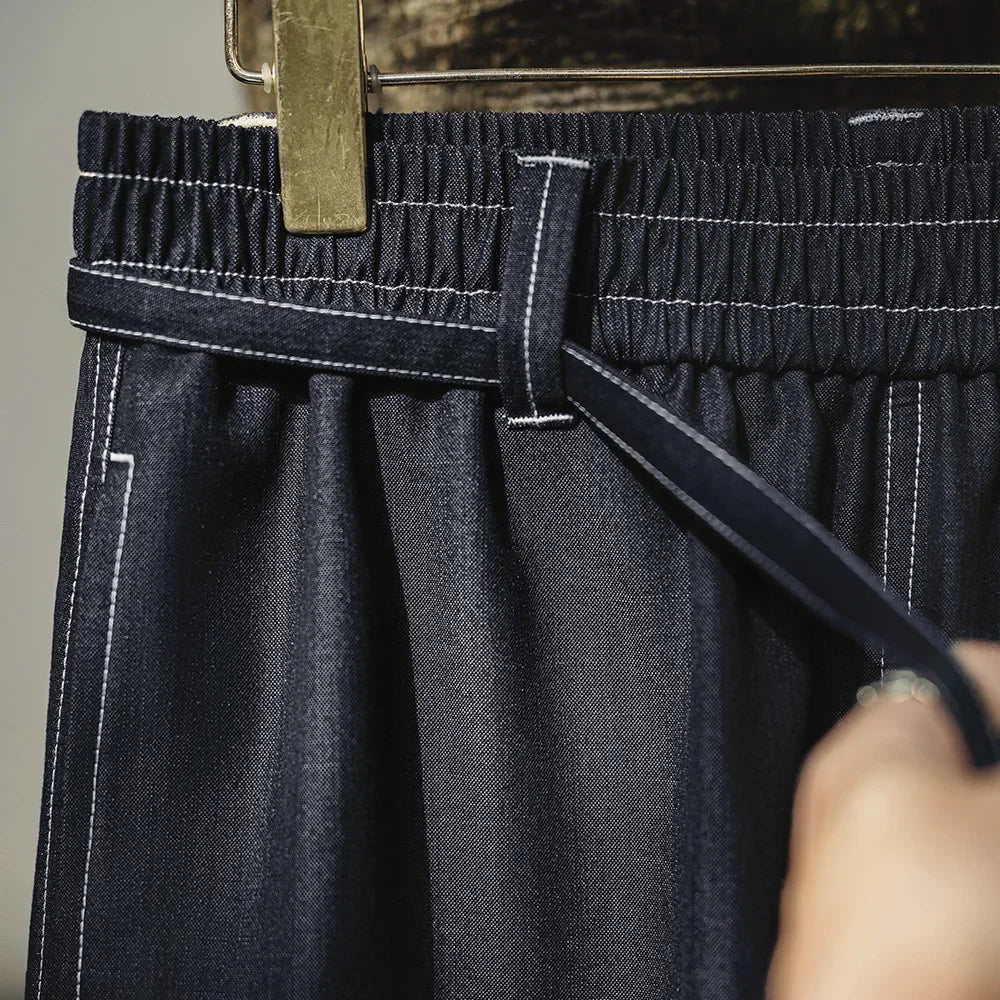 Maden Vintage Black Draped Non-Iron Denim Jeans