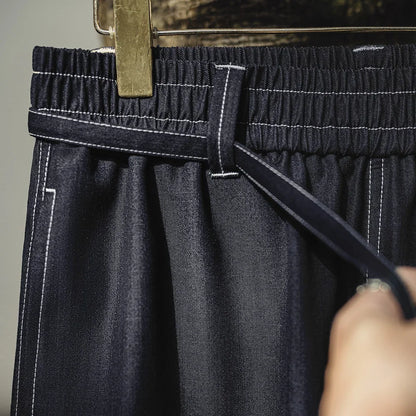 Maden Vintage Black Draped Non-Iron Denim Jeans