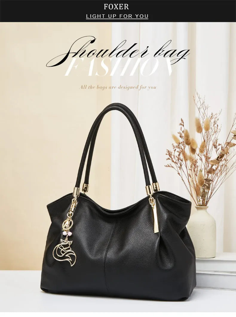FOXER Women's Shoulder Bag — Genuine Leather Elegance for Every Day