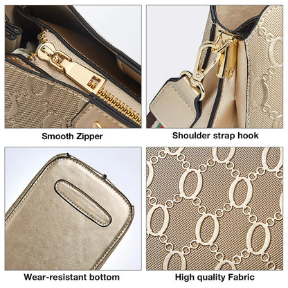 FOXER Women's Shoulder Bag Split Leather Lady Crossbody Bag Fashion Monogram Print Large Capacity Handbag Purse