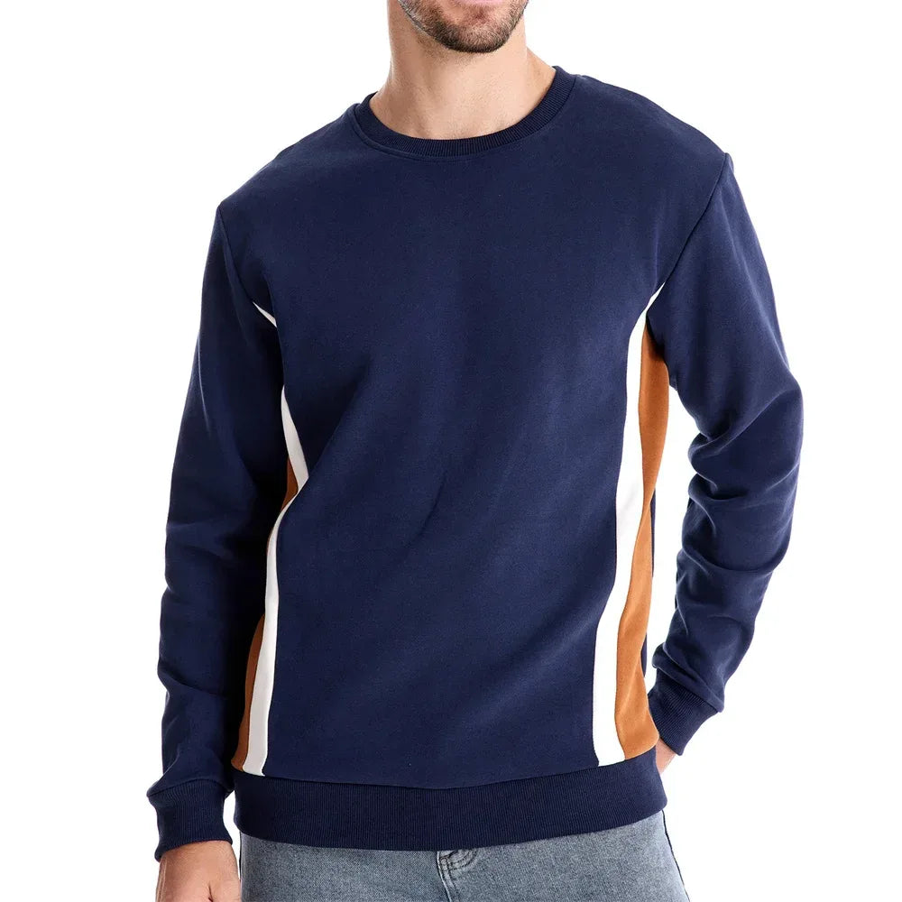 AIOPESON Patchwork Cotton-Blend Crew Neck Sweatshirts - ShopHub