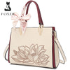 FOXER Luxury Embroidery Women's Handbag Split Leather Elegant Lady Tote Bag Chinese Style Shoulder Bag Best Mother's Day Gift