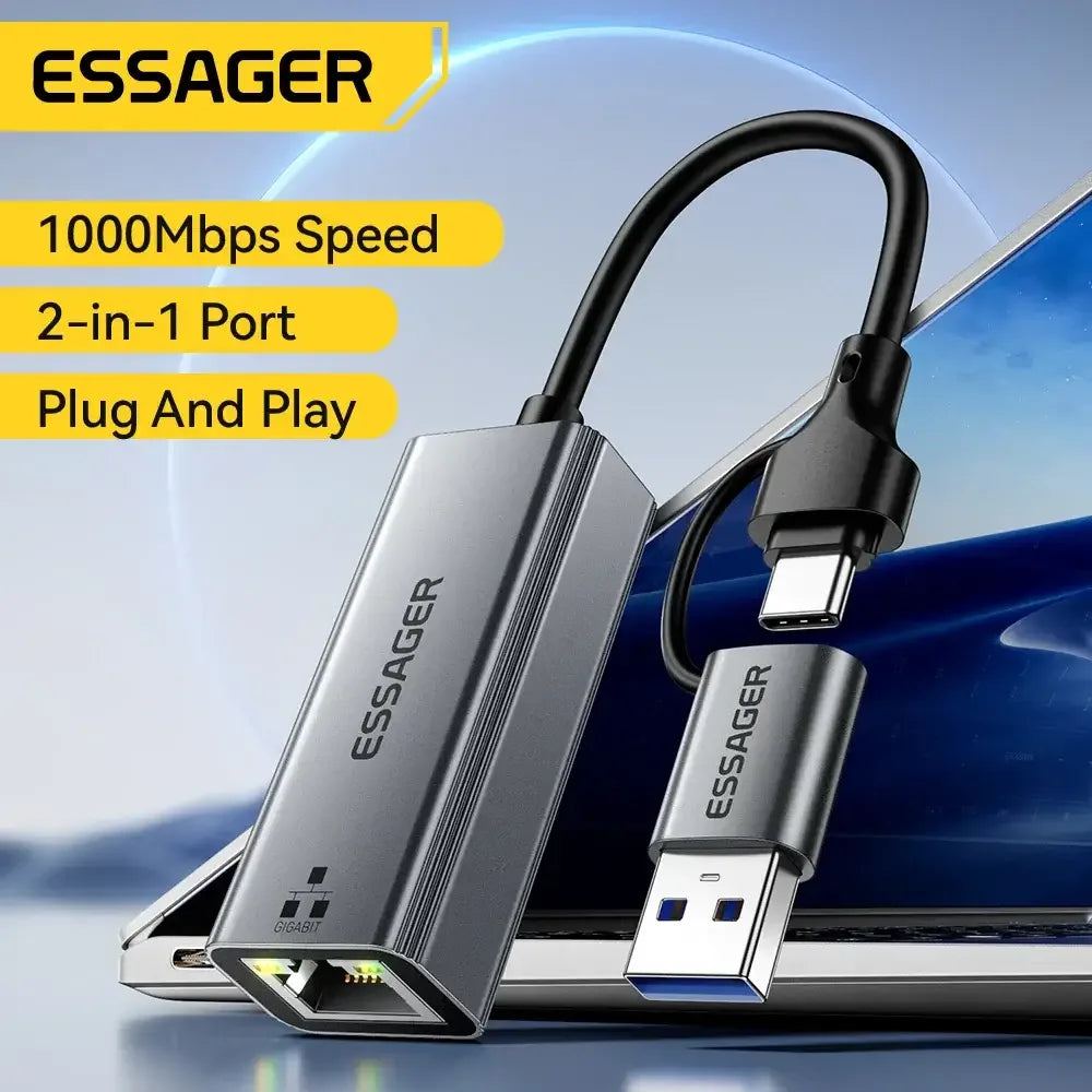 Essager 2-in-1 Ethernet Adapter - ShopHub