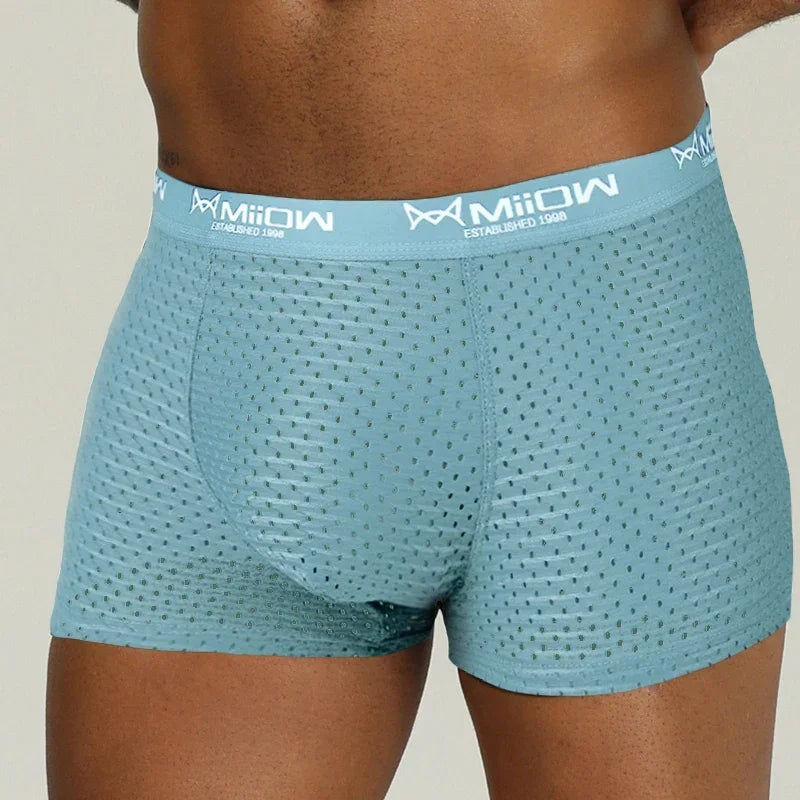 MiiOW Men's Breathable Boxers - Mesh Ice Silk Underwear