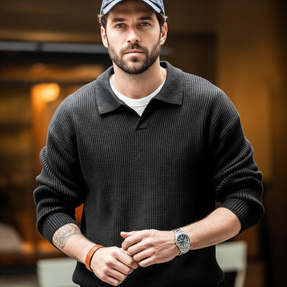 MADEN Black Cotton-Blend Knit Pullover