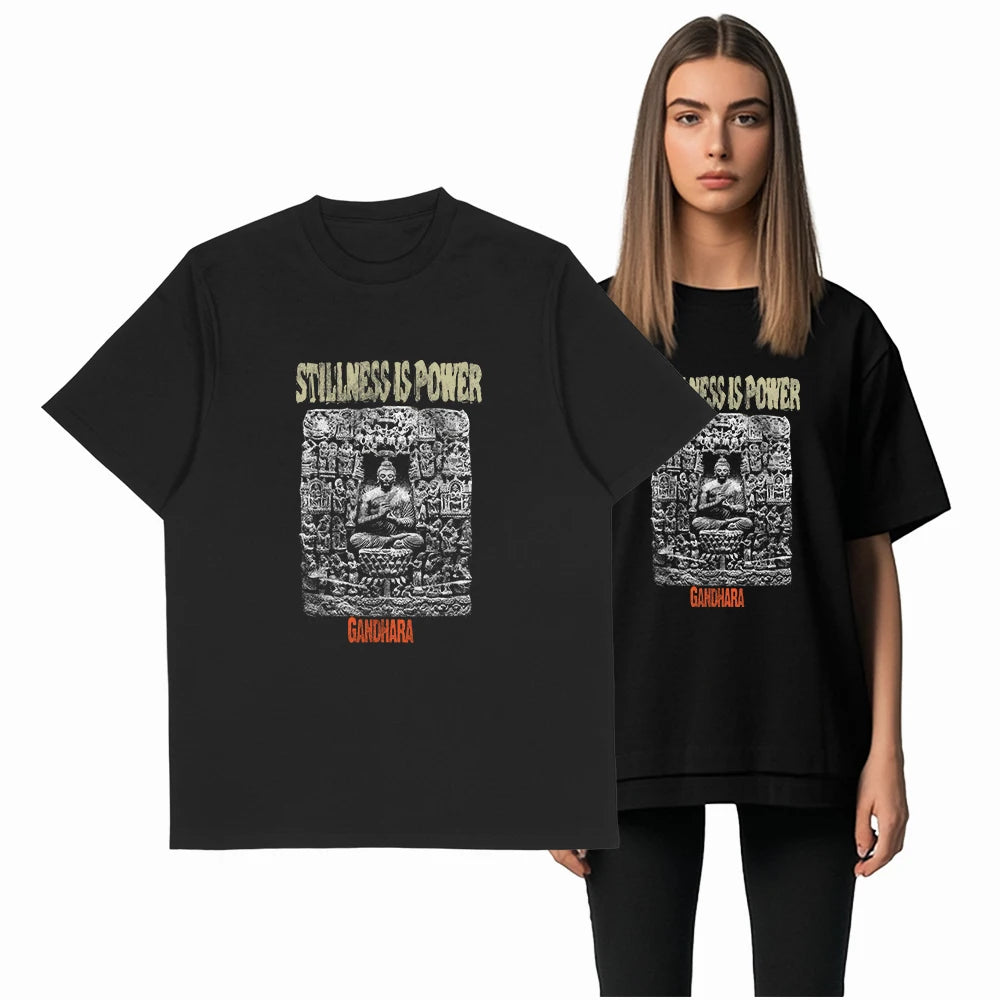COOLMIND X0080 Serenity Buddha Graphic Cotton Tee
