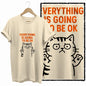 COOLMIND 100% Cotton Beige Cat Print Exclusive Graphic Women T Shirt Big Size Loose Cotton Cat Lover Women T Shirt Lovely Cat Te