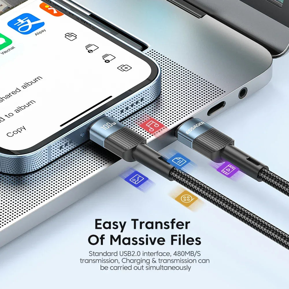 Essager 100W USB Type C to USB C Cable - ShopHub