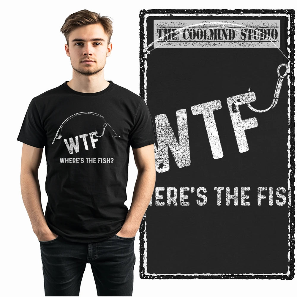 COOLMIND Z1018 Funny Fishing Graphic Cotton Tee