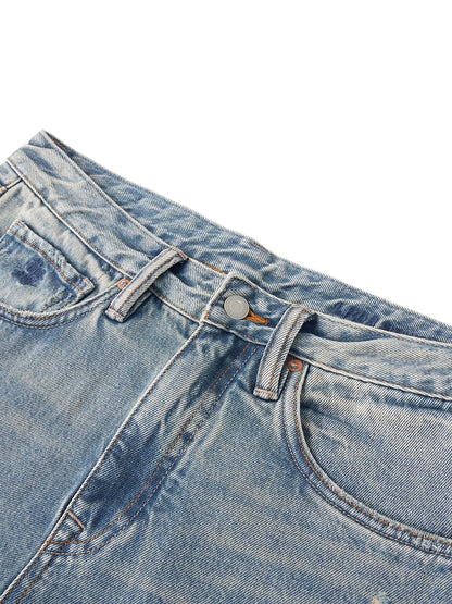 SIMWOOD High Standard 2026 Summer New Loose Relax 14oz Fabric Hole Ripped Jeans Men Vintage Streetwear Fashion Denim Pants