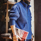 MADEN Blue High-Neck Zip Cardigan